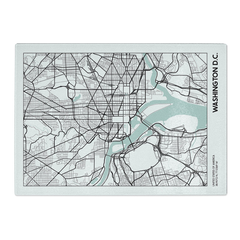 Map Washington DC USA Chopping Board, 20cm W x 28.5cm L