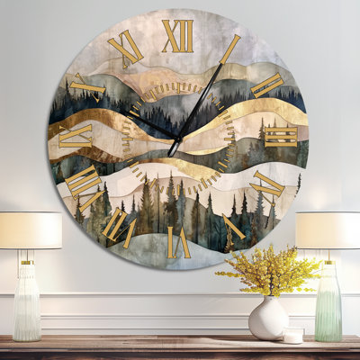 Collage de feuilles de forêt I - Horloge murale rustique en métal