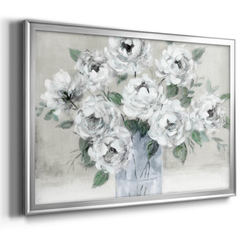 Tender White Roses, reproduction d'art sur toile, Argent, H 30 po x l 44 po x P 1,5 po