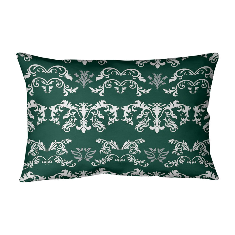 Housse de coussin Football Baroque, Blanc / vert forêt / gris, Faux lin