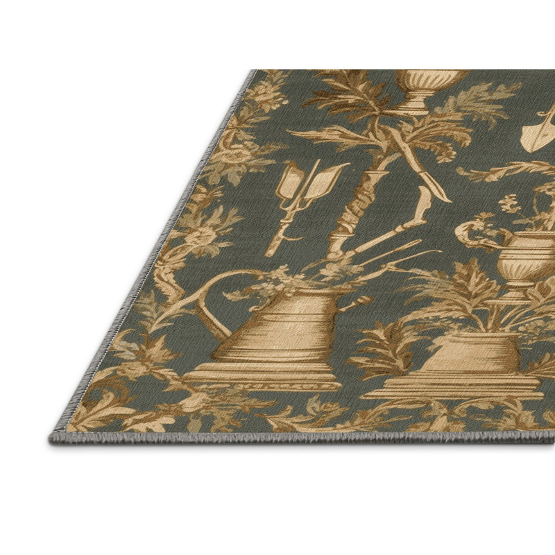 Tapis brun français lavable à la machine, Rectangle 6 pi x 9 pi