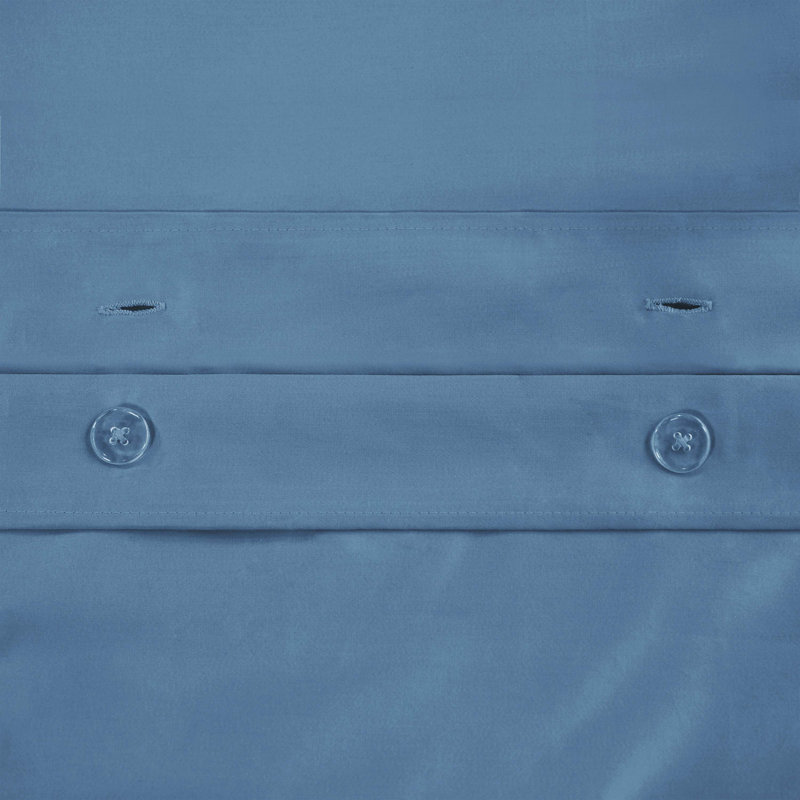 Arling Certified Egyptian Cotton Modern Solid 3 Piece Duvet Cover Set, Medium Blue