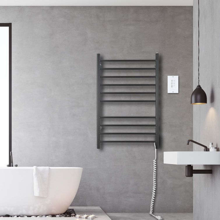 Ancona Novara Dual 10-Bar Wall Mount Towel Warmer in Matte Black with Countdown Timer