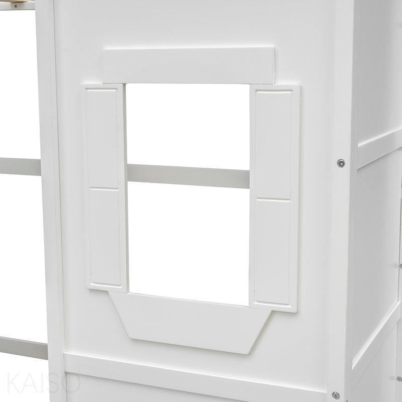 Lit mezzanine simple avec échelle - blanc, Twin, White