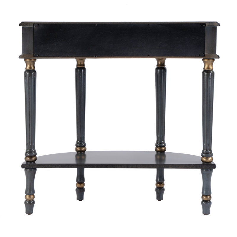 Mozart Demilune Console Table with Storage, Antique Blue