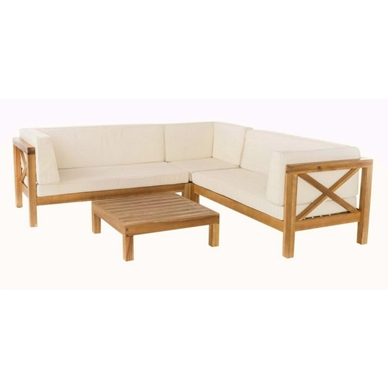  X-Back 4-piece Sofa Set, Beige, Brown