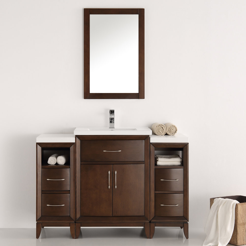 Fresca Cambridge 48" Free-Standing Single Sink Bathroom Vanity Set with Mirror | Wayfair
