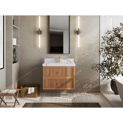 Sonoma Floating Teak 30'' Single Bathroom Vanity with Top