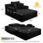 Luxueuse chaise longue en velours côtelé moelleux avec 3 coussins, canapé-lit convertible avec poche de rangement, conception sans cadre et mousse de compression pour les petits espaces, salon, appartement-1343597417