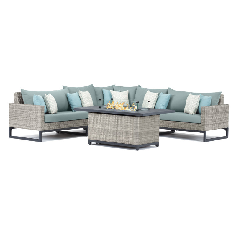 Ensemble de conversation modulaire avec coussins Sunbrella, Gris, Toile spa Sunbrella®