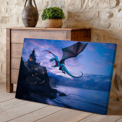 Toile, "Un dragon majestueux avec des échelles iridescentes", art mural Sky
