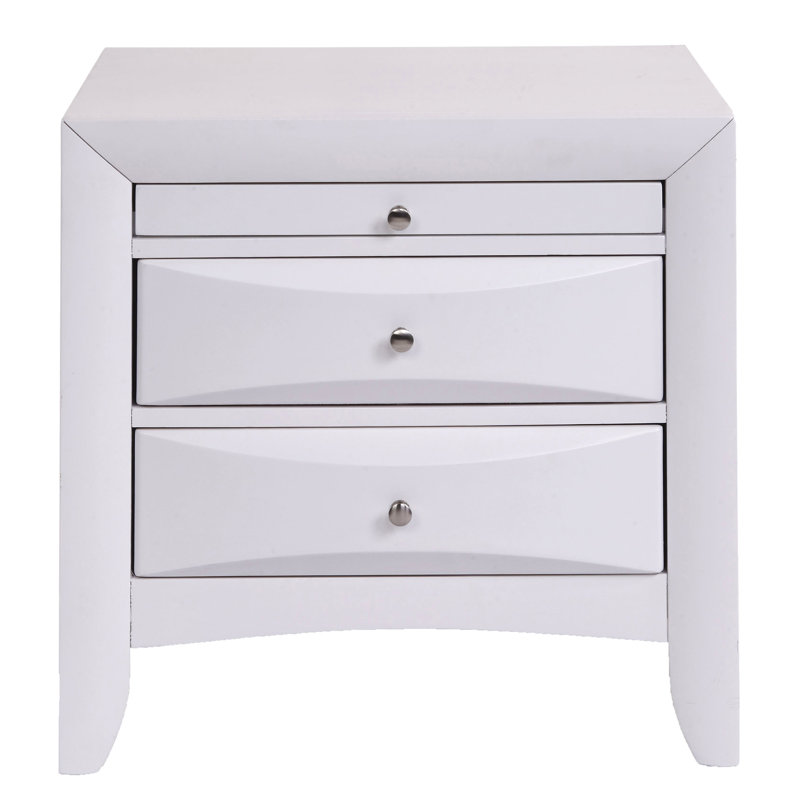 Table de chevet avec 2 tiroirs, Blanc