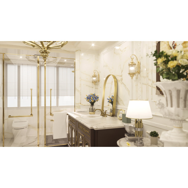 Miroir d'appoint mural Briannon, 26 po x 38 po, Or
