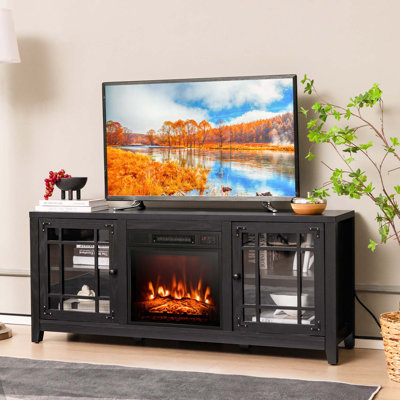 Meuble télé pour téléviseur de 65 po ou moins avec foyer électrique Aimani