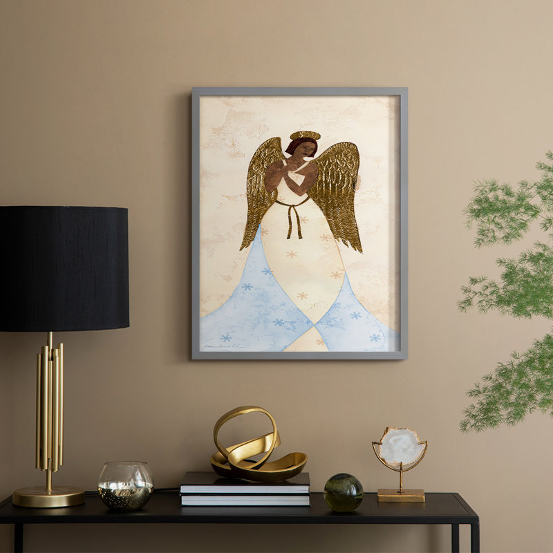Seraphin III Framed Print - Solid Wood, 15" H x 12" W, Gray