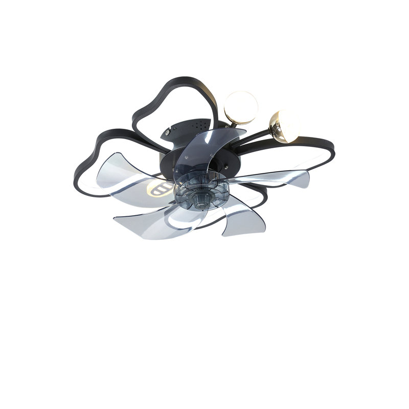 Ventilateur de plafond 19,7 pouces avec lumières avec télécommande de style moderne papillon, noir, ventilateur pour chambre à coucher, salon, minuterie, silencieux, préféré des enfants