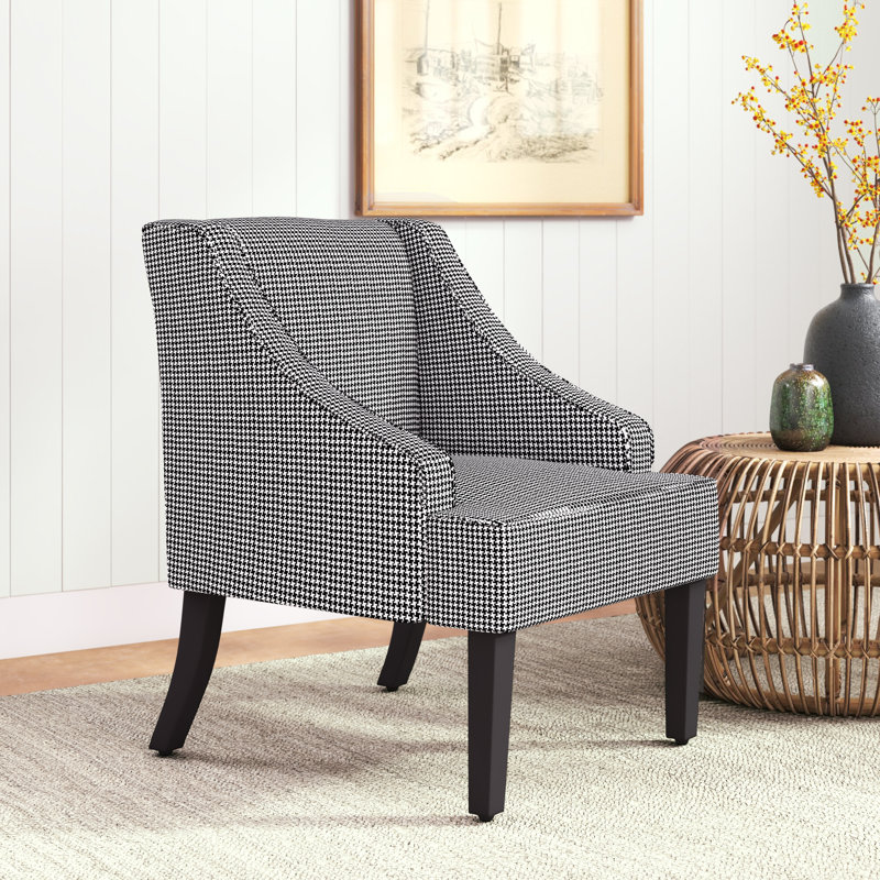 Fauteuil d'appoint incurvé Daryann, Polyester noir / blanc