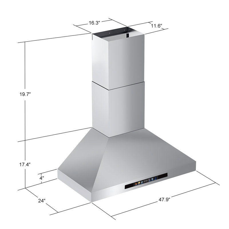Hotte murale 48 pouces 1000 CFM, hotte de cuisine à 4 vitesses à conduit en acier inoxydable avec lumières à DEL à intensité variable, télécommande tactile / tactile