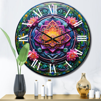 Horloge murale antique en métal Mandala IV