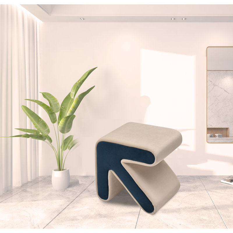 Repose-pieds rembourré Auryana, Beige