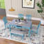 Ensemble de table de salle à manger 6 pièces en bois, conception spéciale avec finition à deux tons, avec véritable tiroir et faux tiroirs, chaises et banc rembourrés, facile à assembler-1387315657-1387315668