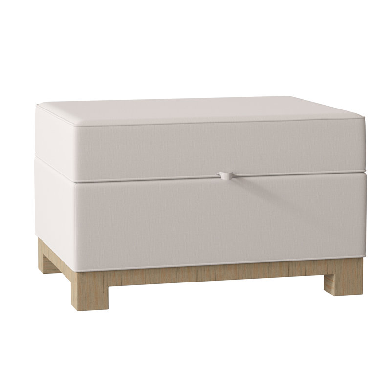 Repose-pieds rectangulaire avec rangement Brandes, Naturel, Blanc Lena