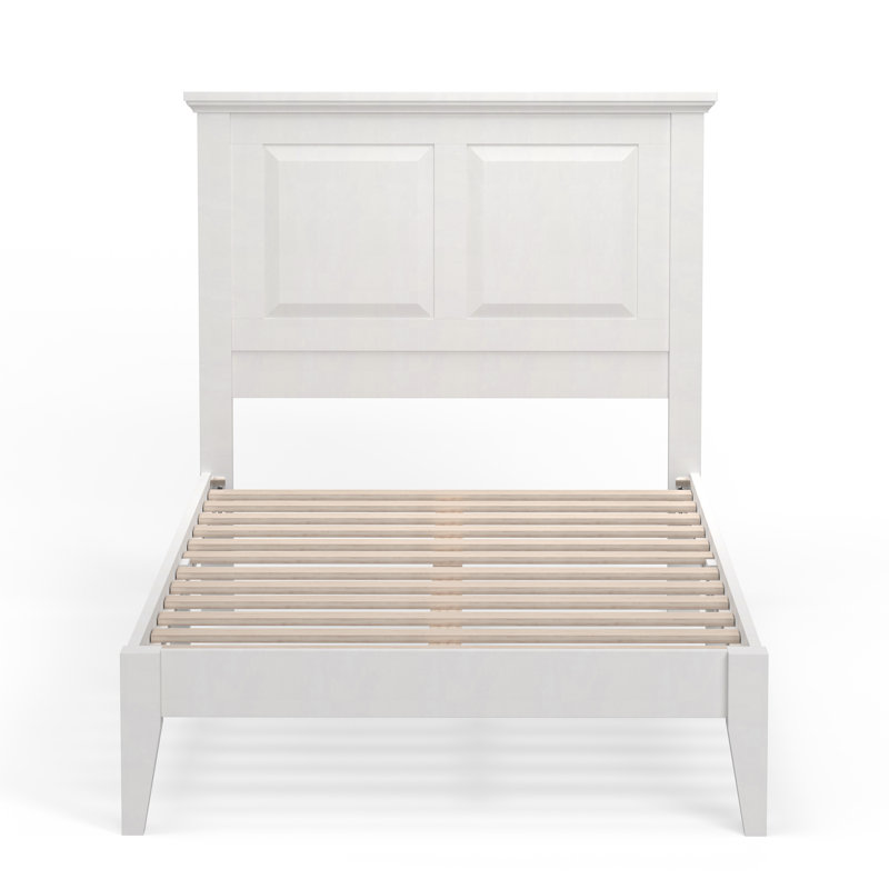 Lit plateforme en bois massif Markovich, Simple, Blanc