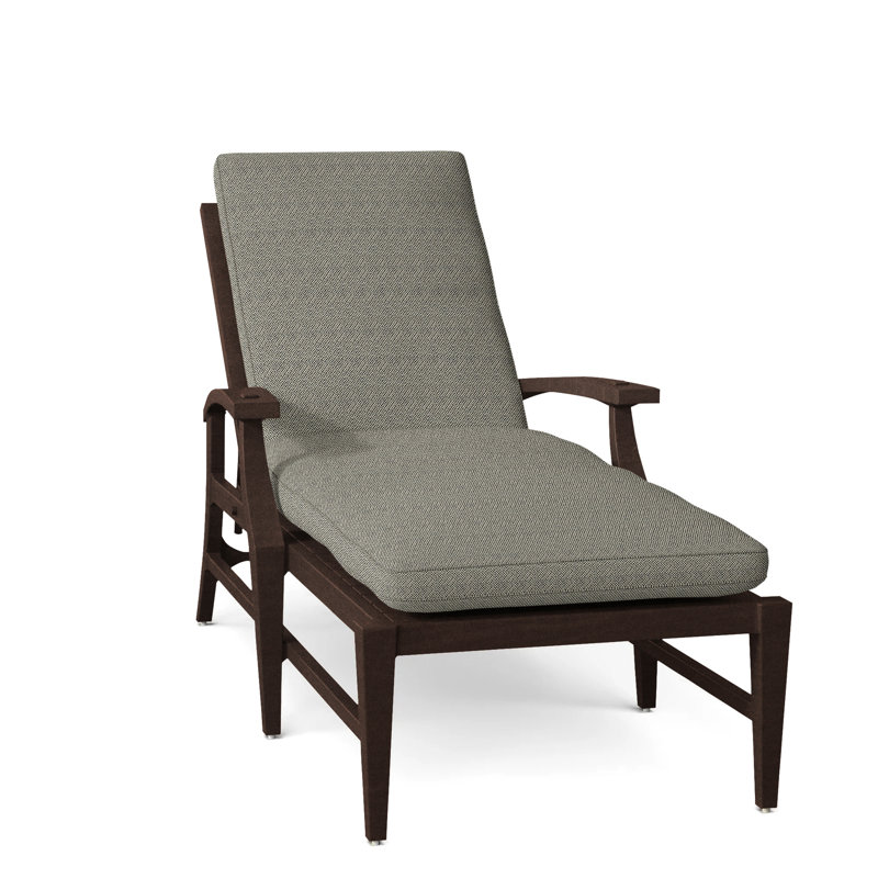 Croquet Aluminum 78.38" Long Reclining Single Chaise with Cushions, Mahogany, Welt, Intermix Bark