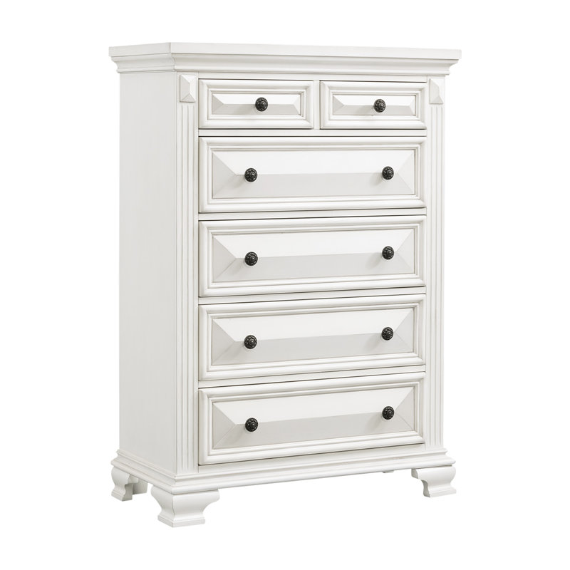 Commode à six tiroirs Alauna, Blanc antique