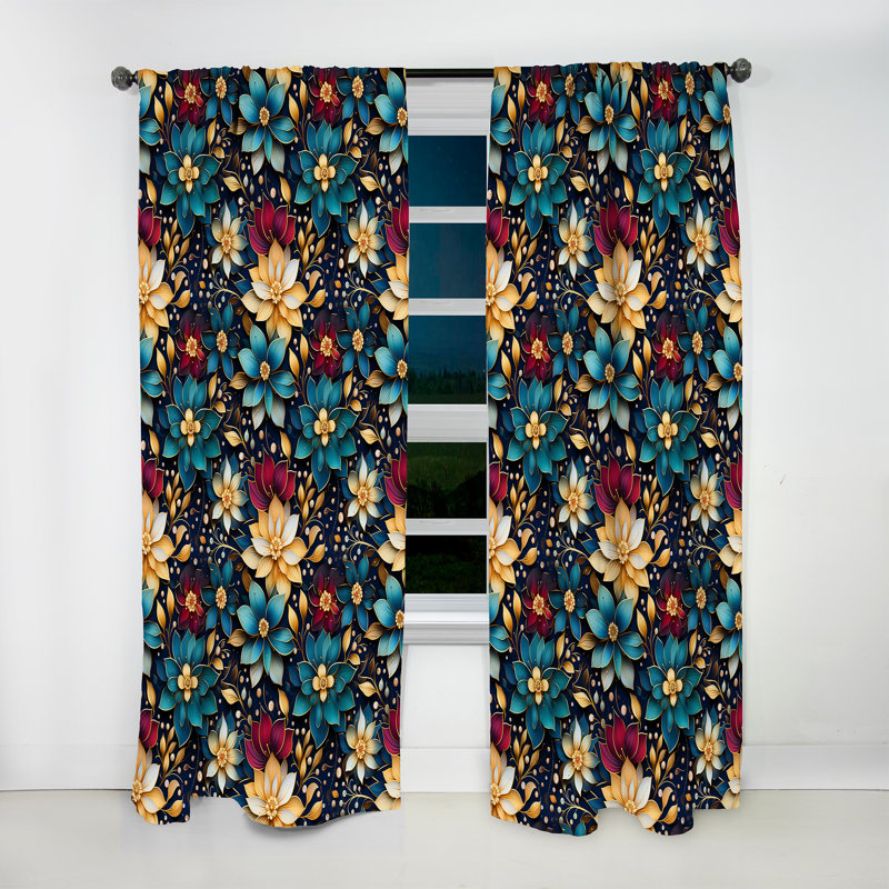 Motif marocain Boho Motif IV - Rideau floral - Rideau floral obscurcissant - 1 panneaux, L 52 po x L 84 po
