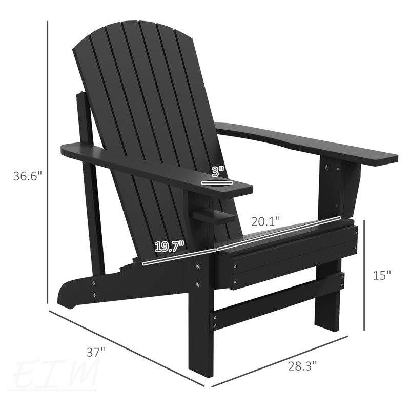 Chaise Adirondack Outsunny, Noir