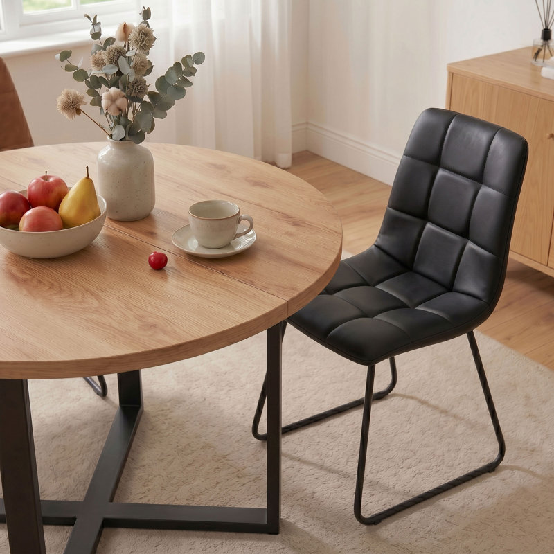 Ensemble de table de salle à manger 5 pièces avec 4 chaises, ensemble de table de salle à manger avec base en métal, Brown
