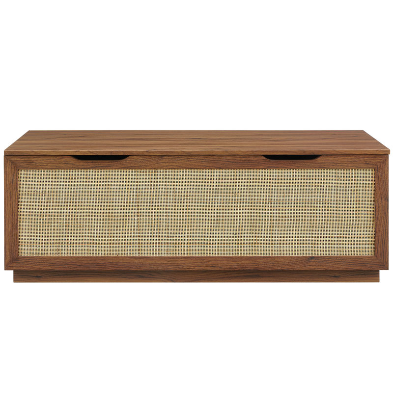 Banc de rangement en rotin Soma, Noyer