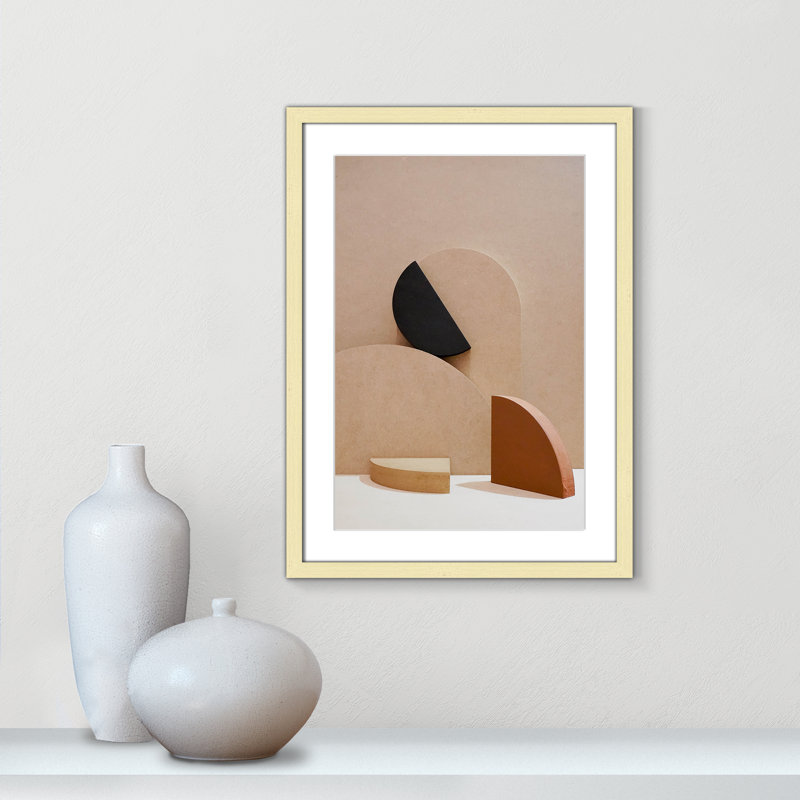 Neutral Harmony dévoilé par Casa Fine Arts, Cadre or en forme de boîte or, H 23 po x l 17 po, Blanc