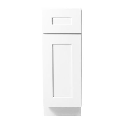 Armoire de base à porte simple en bois massif blanc Shaker pour salle de bain, salon et cuisine, tablettes réglables, charnières à fermeture douce, tiroirs faciles à installer (l 24 po x l 34,5 x P 21 po, cuisine