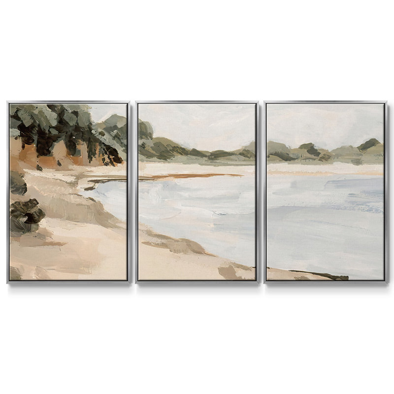 Bluff Bay II, reproduction sur toile 3 pièces, H 40 po x l 78 po x P 2 po, Argenté