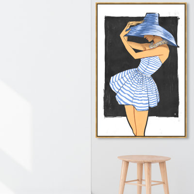 «Fashion and Glam 50s Beach Day Out Out and Hat», reproduction d'impression sur toile