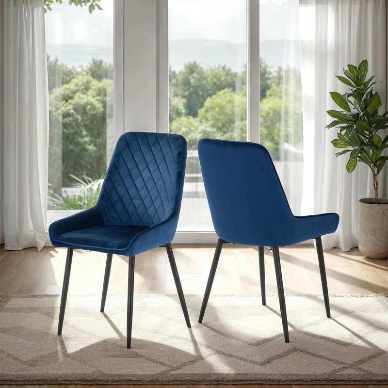 Mizel 4 - Person Dining Set, Sapphire Blue, Medium Oak