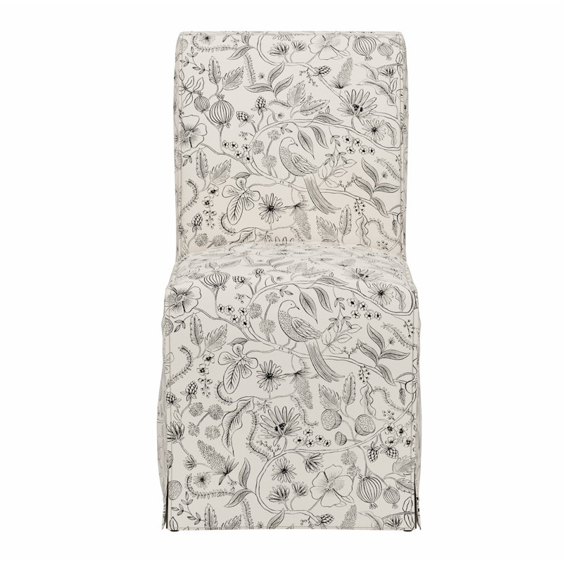 Frances Slipcover Dining Chair, Rpc Aviary Black & Cream Linen