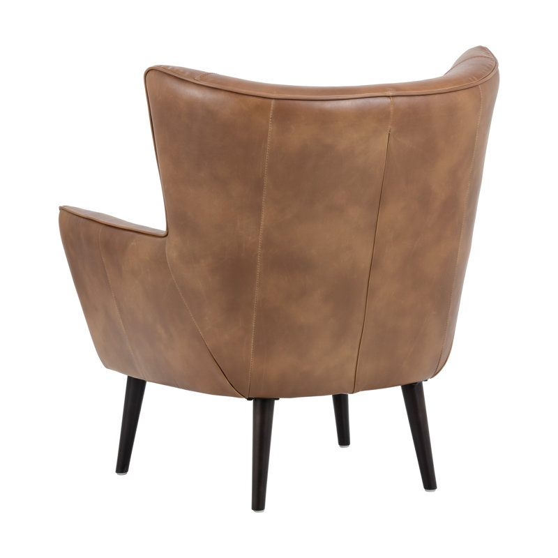5West Wingback Chair, Tan Faux Leather