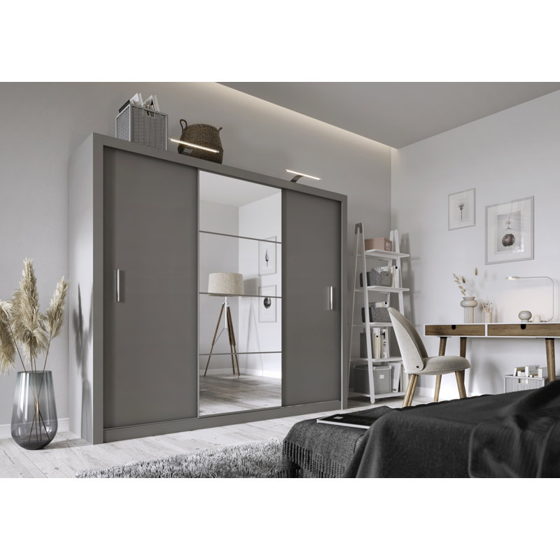2 Door Sliding Wardrobe, Gray