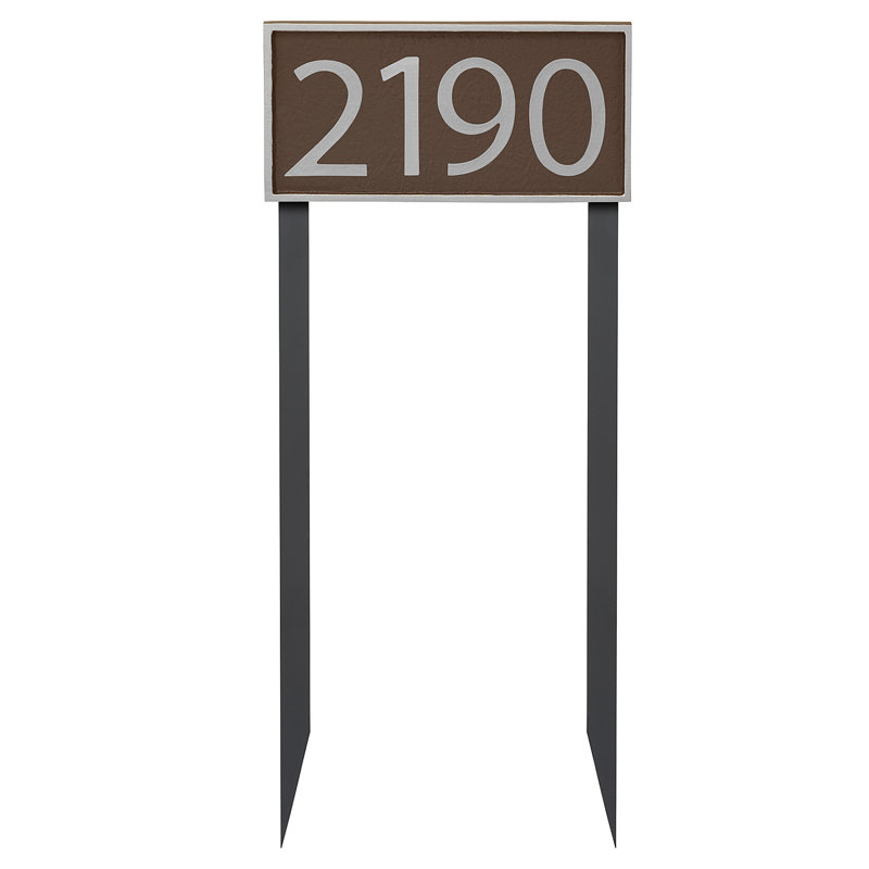 Enseigne d’adresse pour pelouse sur 1 ligne, Argent, Rouge