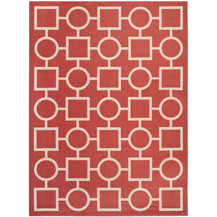 Arneshia Geometric Red/Bone Area Rug