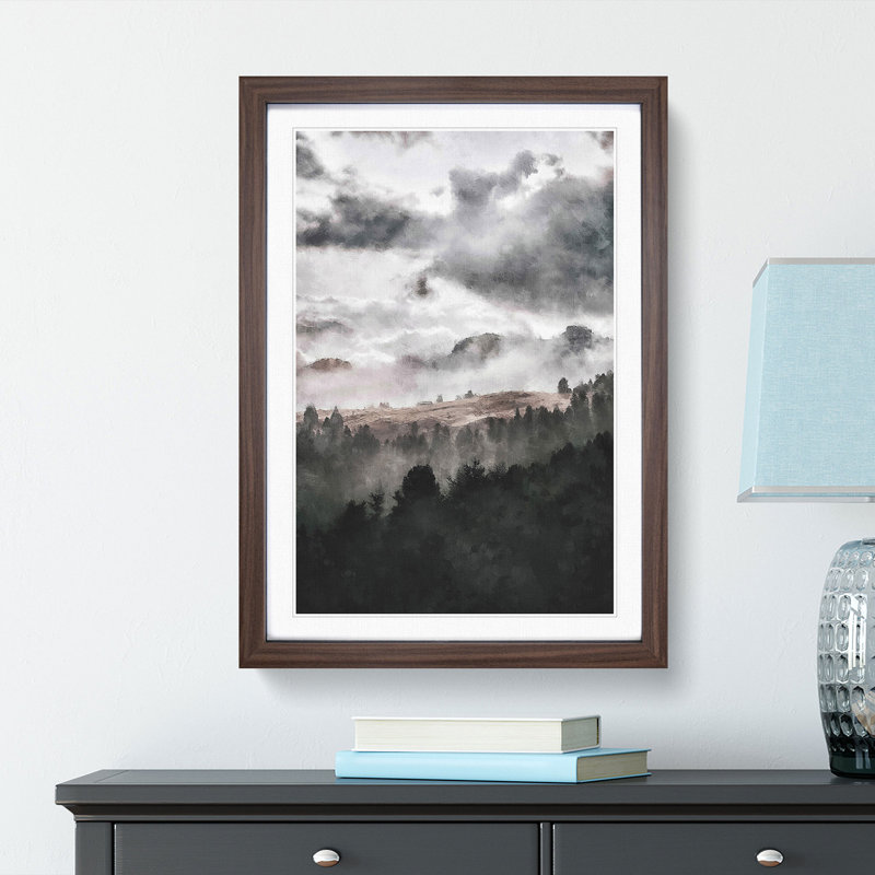Mist over Wurzjoch in Italy - Picture Frame Painting Print, Walnut Framed, 45cm H x 33cm W x 2cm D
