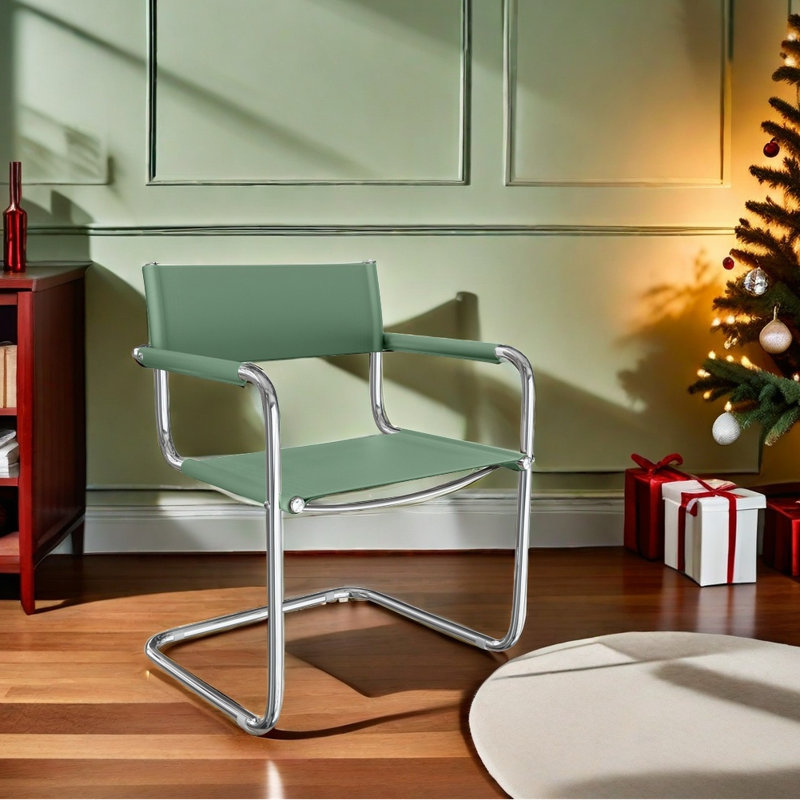 Fauteuil d'appoint en cuir Momei Saddle, Vert