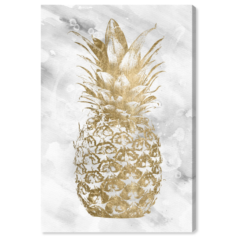 Food and Cuisine Pineapple Fruit Gold Fruits - Impression sur toile tendue, H 24 po x l 16 po x P 0,8 po