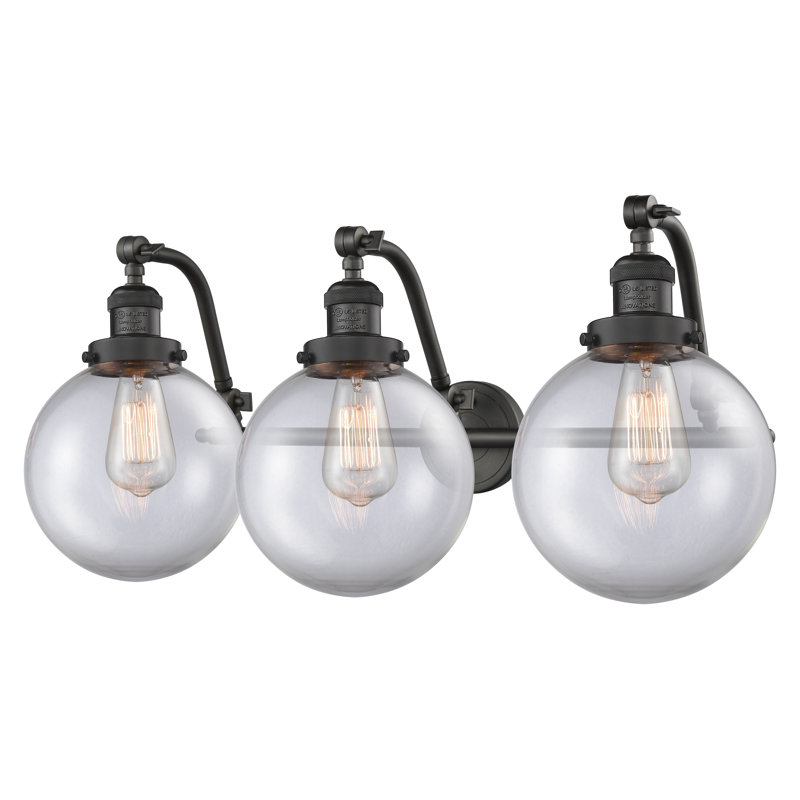 Éclairage de salle de bain à intensité variable 3 lumières Zarmayr, Bronze huilé, Transparent, Ampoule non incluse