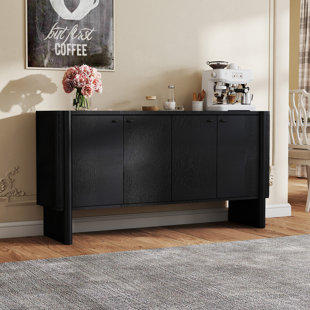 Buffet Storage Cabinet For Dining Room, Kitchen, Wood 4-Door Sideboard With 4 Compartments