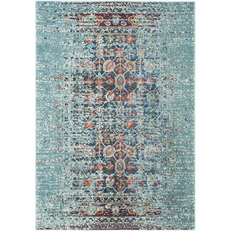 Tapis oriental bleu Hertzler, Rectangle 3 pi x 5 pi, Bleu