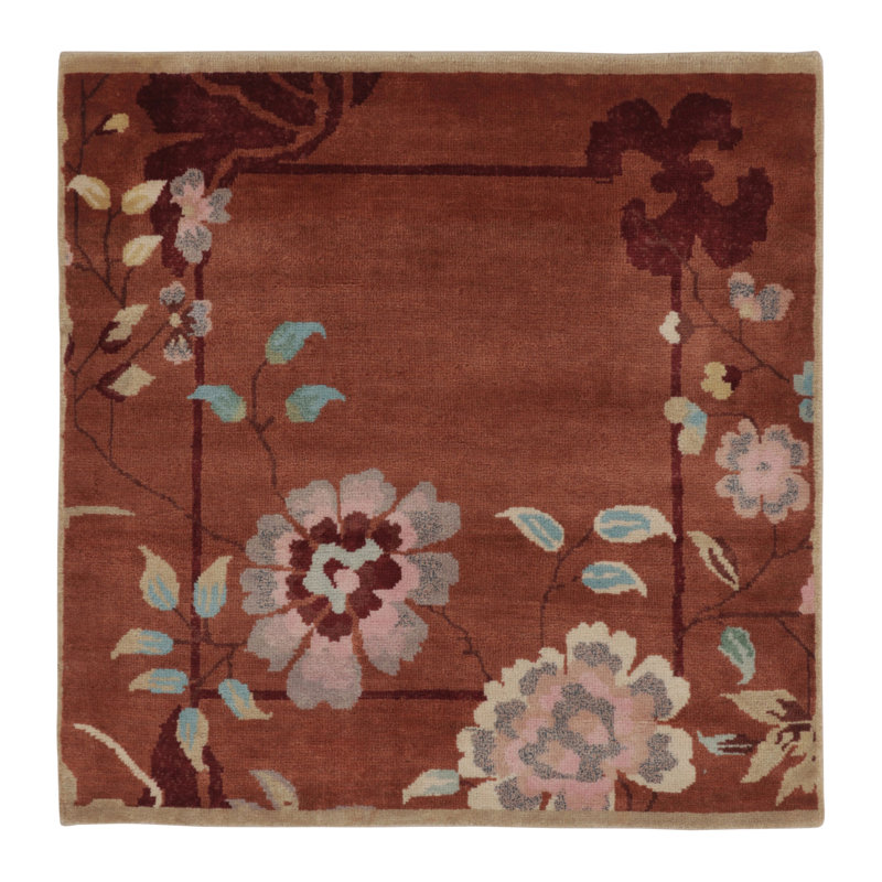 Art Deco One-of-a-Kind 3'0X3'0 Hand Knotted Area Rug